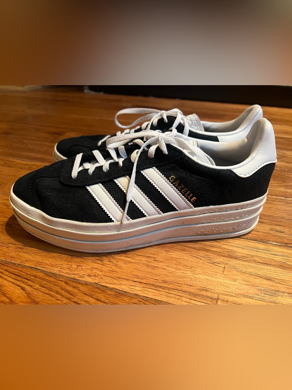 adidas Black and White Suede Platform Sneakers